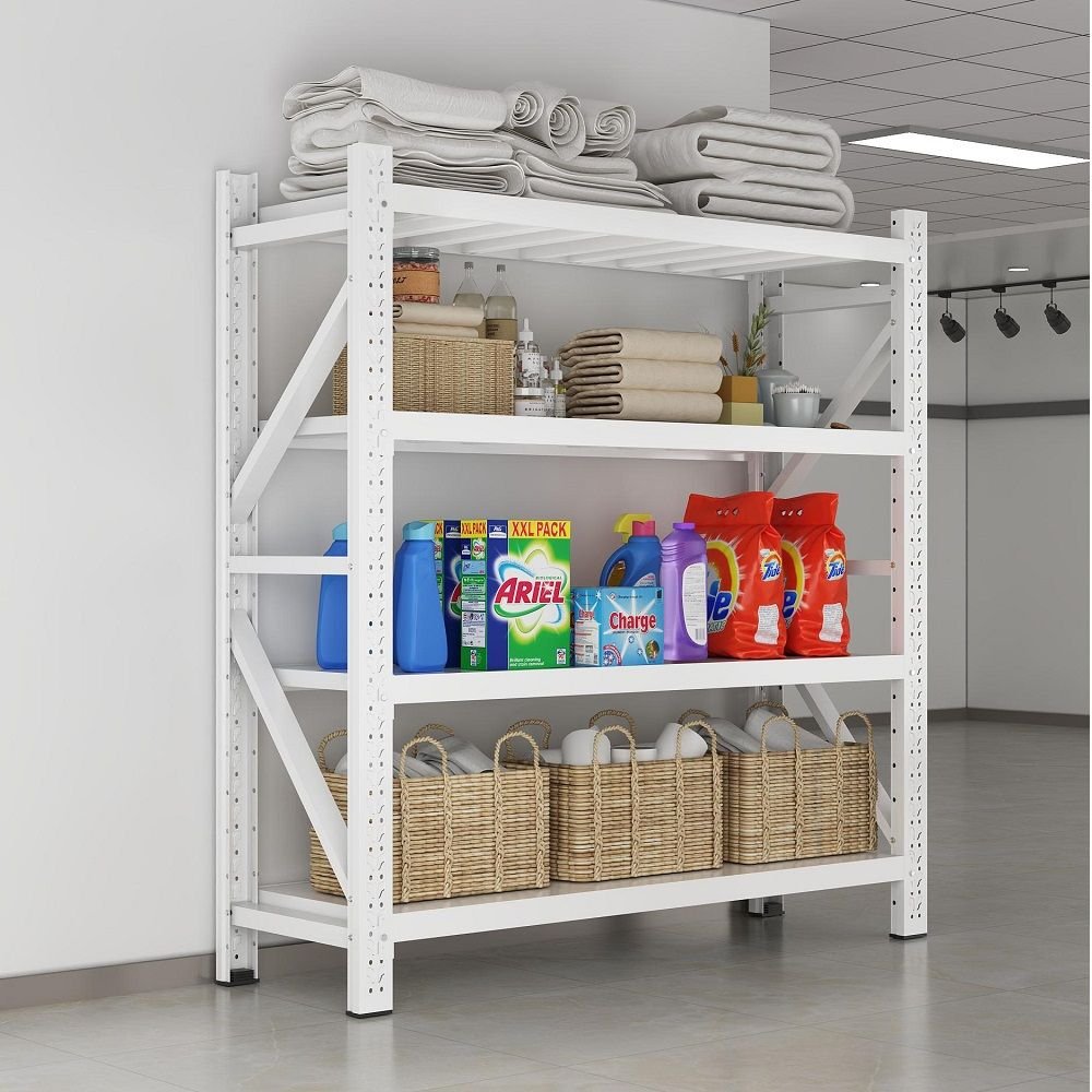 Racking system with household items like cleaning supplies